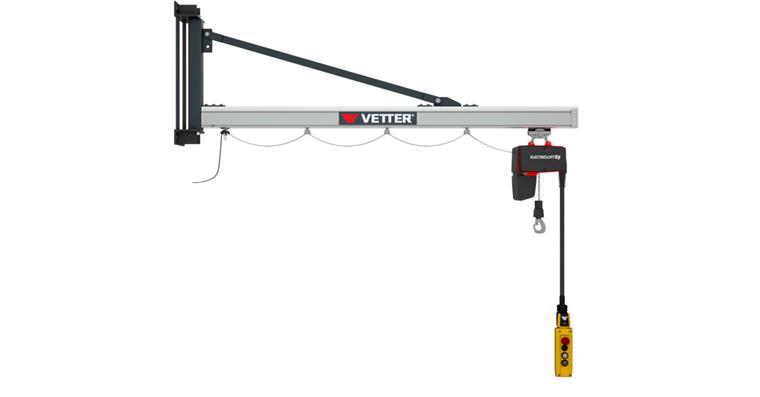 Wandschwenkkran UW 500kg, 2,9m + Standard-Lagerkonsole + Elektrokettenzug