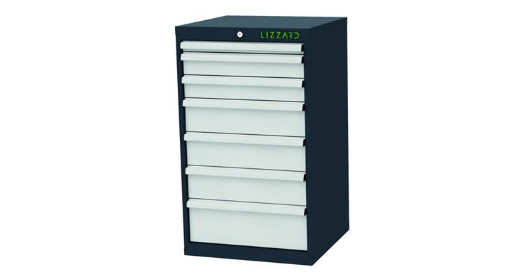 LIZZARD Schubladenschrank 7 Schubladen B600xT575xH1020mm RAL7016/7035