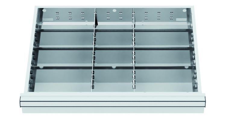 LIZZARD Schubladeneinteilungs-Set Metalleinteilung 600x450 mm 12 Fächer BH 75