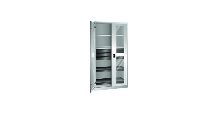 1085147102 Flügeltürschrank mit 2 Sichtfenster-Türen BxTxH 1000x580x1950mm RAL 7035