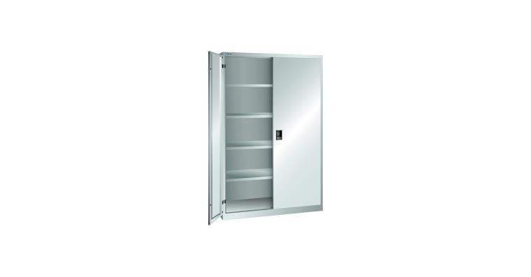 Flügeltürschrank BxTxH 1250x500x1950mm 4 Fachböden RAL 7035