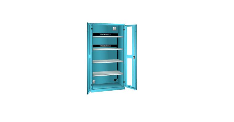 Akku-Ladeschrank mit Sichtfenster-Türen 1000x580x1950mm Typ D 2x5 230V RAL 5012