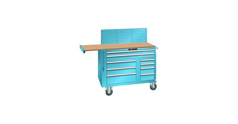 Schubladenschrank mobil BxTxH 193x630x1450mm 9 Schubladen 75kg  RAL 5012