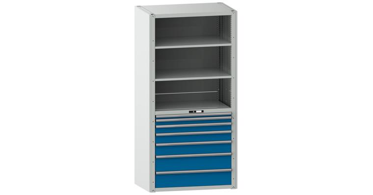 Grundregal BxTxH 1117x706x2200mm 7 Schubladen RAL 7035 / RAL 5012