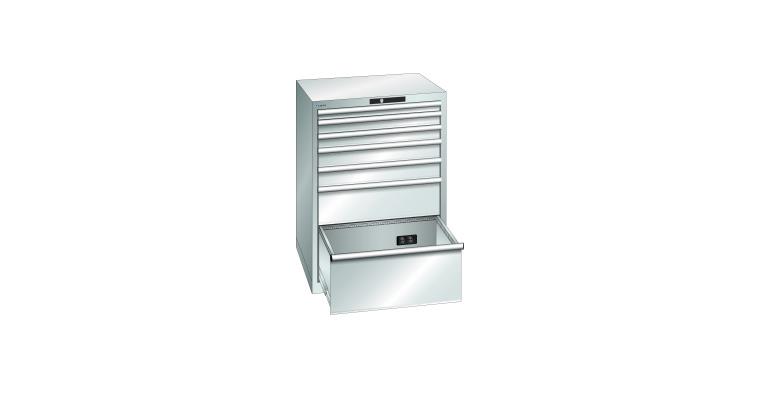 1084316102 Schubladenschrank 717x725x1000mm 7 Schubladen a 75kg Typ D 4x230V RAL 7035