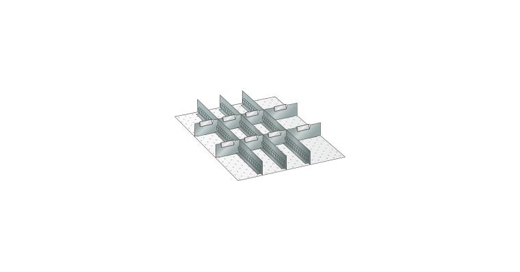 Set Schlitz-Trennbleche 459x612mm FH 150mm 3 Schlitzwände, 8 Trennbleche