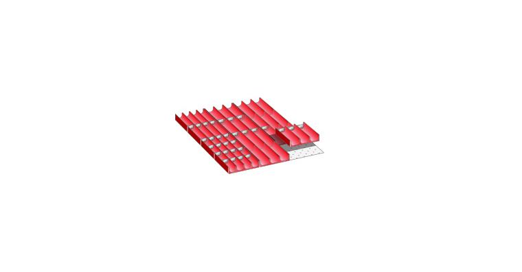 Set Mulden 459x612mm FH 50mm 12 Muldenteile, 30 Muldenwände