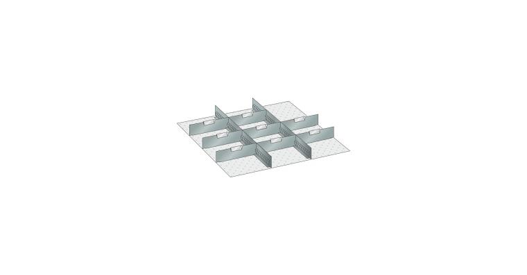 Set Schlitz-Trennbleche  BxT 612x612mm FH 200mm 2 Schlitzwände, 8 Trennbleche