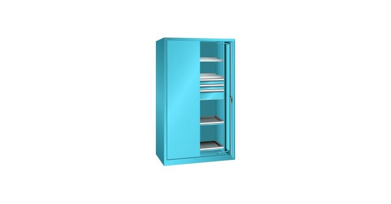1085187110 Schwerlastschrank mit 2 Vollblech-Einschwenktüren 1146x690x1950mm RAL 5012