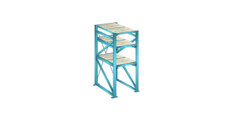 Grundregal BxTxH 890x1260x2000mm 1 Festrahmen, 2 Auszugrahmen 800kg RAL 5012