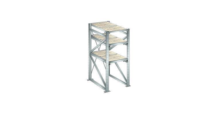 1085444105 Grundregal BxTxH 890x1260x2000mm 1 Festrahmen, 2 Auszugrahmen 800kg RAL 7035