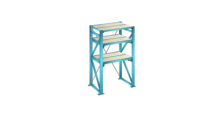 1085444107 Grundregal BxTxH 1290x860x2000mm 1 Festrahmen, 2 Auszugrahmen 1000kg RAL 5012