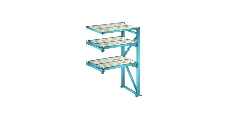 Anbauregal BxTxH 1290x860x2000mm 1 Festrahmen, 2 Auszugrahmen 1000kg RAL 5012