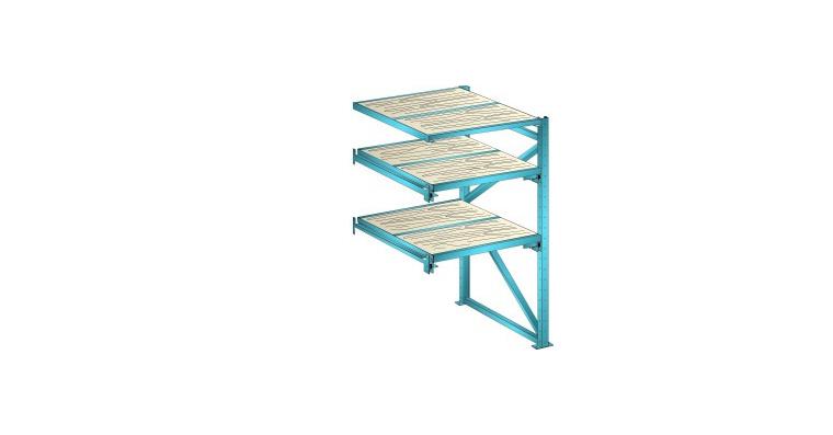 Anbauregal BxTxH 1290x1260x2000mm 1 Festrahmen, 2 Auszugrahmen 800kg RAL 5012