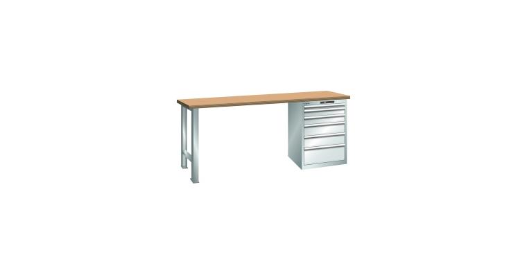 Werkbank 1500x750x890mm 6 Schubladen 1x50/2x100/2x150/1x200 75kg RAL 7035