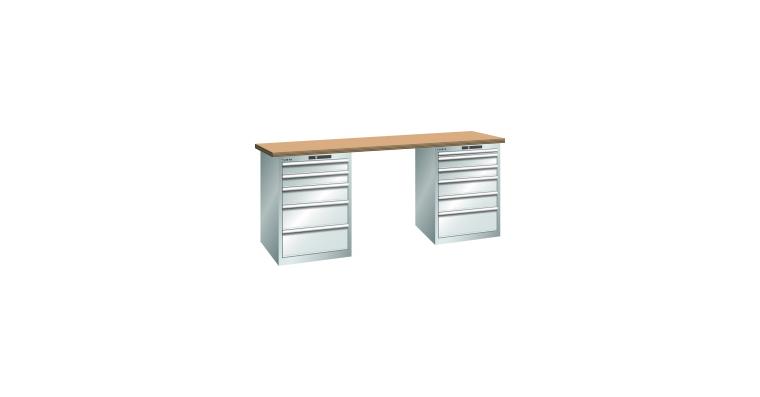 Werkbank 2000x750x890mm 5 + 6 Schubladen Tragkraft 75kg Multiplex RAL 7035