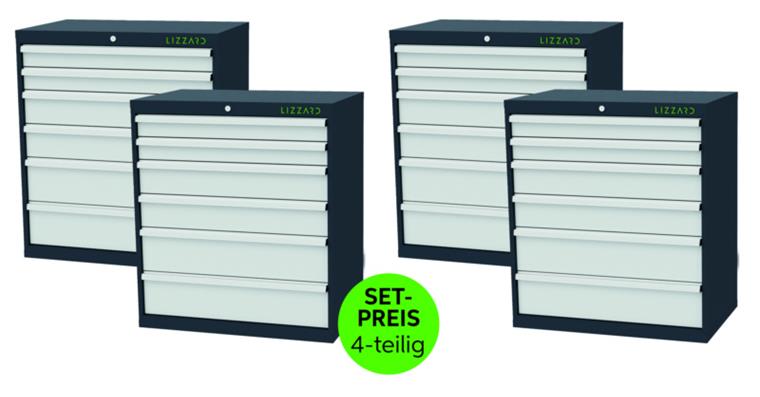 1084460405 LIZZARD Schubladenschrank 6 Schubladen B900xT575xH1020mm RAL7016/7035 4er-Set