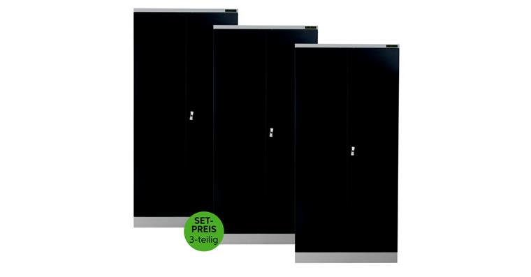 1085132303 LIZZARD Flügeltürschrank H1950xB920xT600 mm RAL7035/7016 mit 4 Fachböden 3er-Set