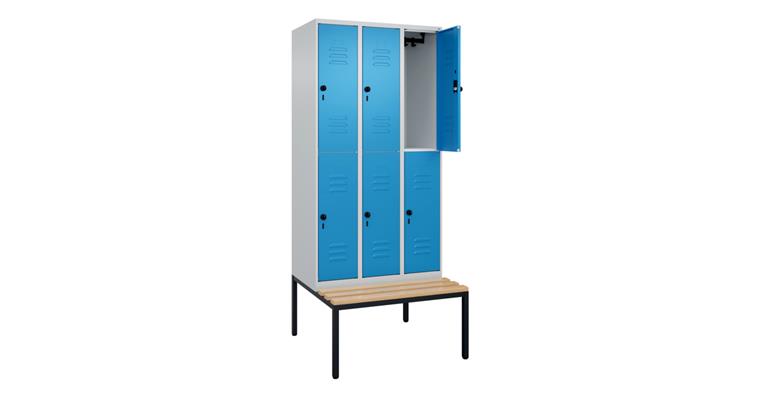 1085208302 Doppelstock-Spind Classic PLUS, Bank, 6 Fächer, 2120x900x815mm RAL 7035/5012