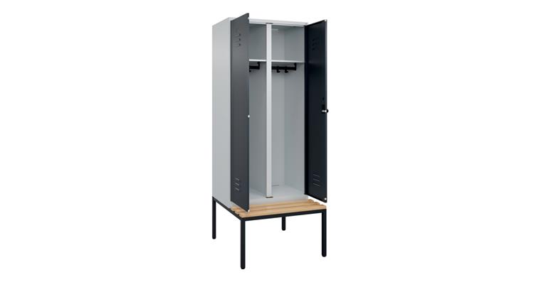 1085205201 Schwarz-Weiß-Spind Classic PLUS, Bank, für 1 Person 2120x800x815mm RAL 7035/7016