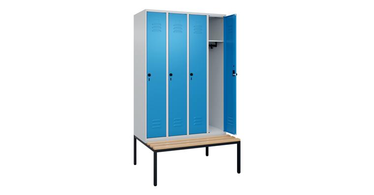 1085202502 Spind Classic PLUS, Bank, 4 Abteile, 2120x1200x815mm RAL 7035/5012