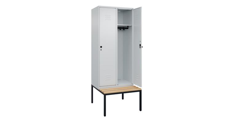 Spind Classic PLUS, Bank, 2 Abteile, 2120x800x815mm RAL 7035/7035