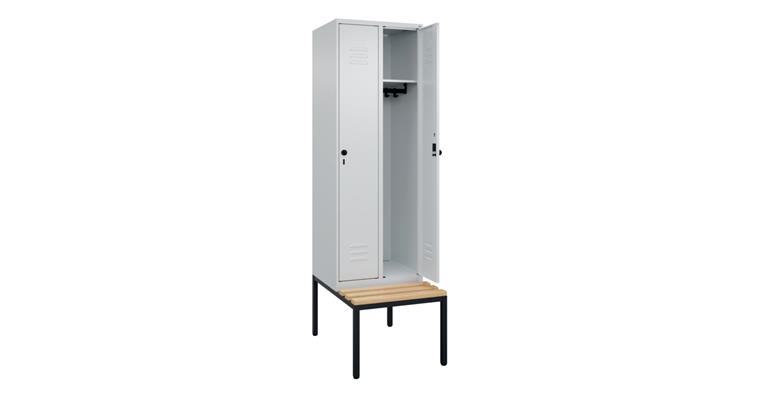 Spind Classic PLUS, Bank, 2 Abteile, 2120x600x815mm RAL 7035/7035