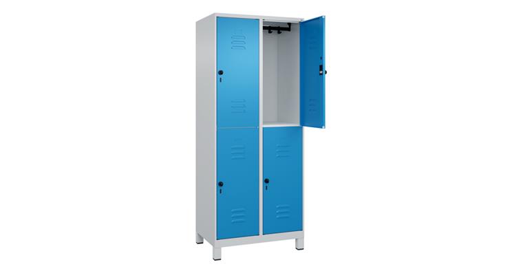 1085207202 Doppelstock-Spind Classic PLUS, Füße, 4 Fächer, 1950x800x500mm RAL 7035/5012