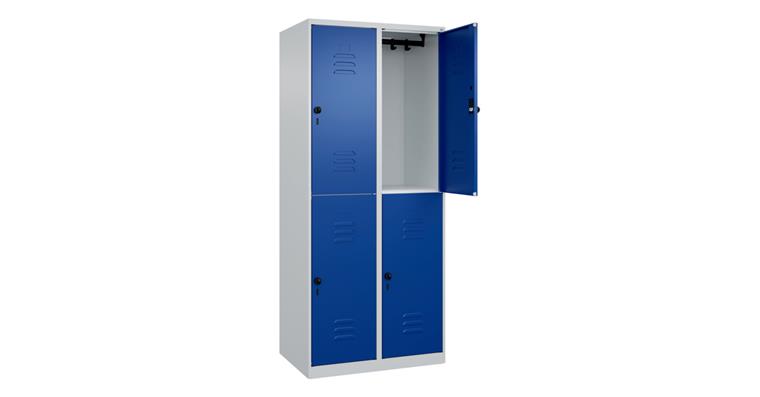 Doppelstock-Spind Classic PLUS, 4 Fächer, 1850x800x500mm RAL 7035/5010
