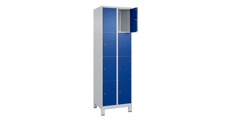 Schließfachschrank Classic PLUS, Füße, 8 Fächer, 1950x600x500mm RAL 7035/5010