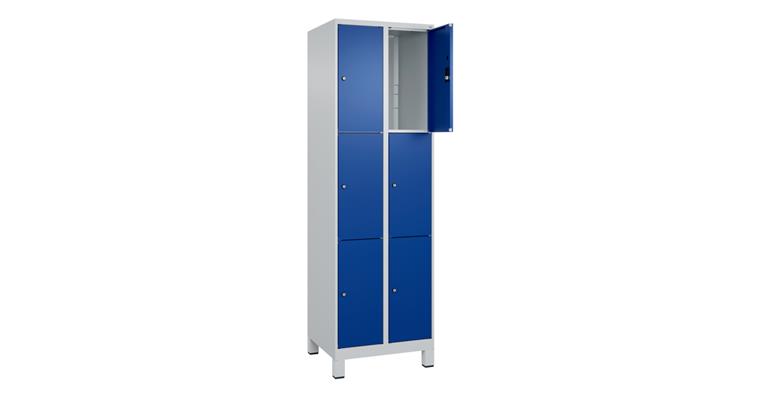 Schließfachschrank Classic PLUS, Füße, 6 Fächer, 1950x600x500mm RAL 7035/5010