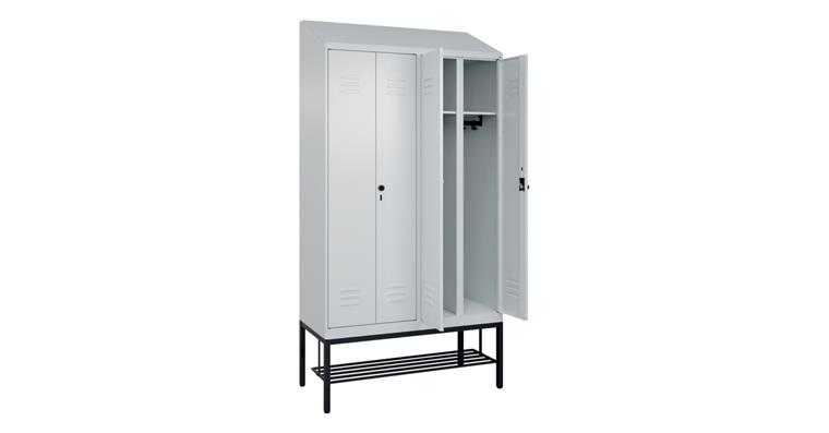 1085201504 Spind Classic PLUS, Füße, 4 Abteile, 1950x1200x500mm RAL 7035/7035