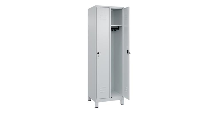 1085201104 Spind Classic PLUS, Füße, 2 Abteile, 1950x600x500mm RAL 7035/7035