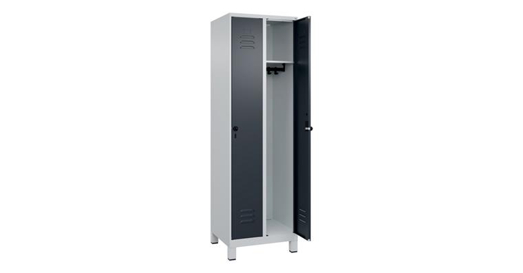1085201101 Spind Classic PLUS, Füße, 2 Abteile, 1950x600x500mm RAL 7035/7016
