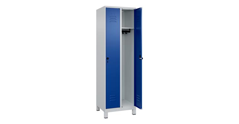 Spind Classic PLUS, Füße, 2 Abteile, 1950x600x500mm RAL 7035/5010