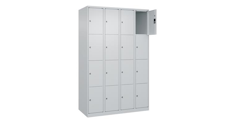 Schließfachschrank Classic PLUS, 16 Fächer, 1850x1200x500mm RAL 7035/7035