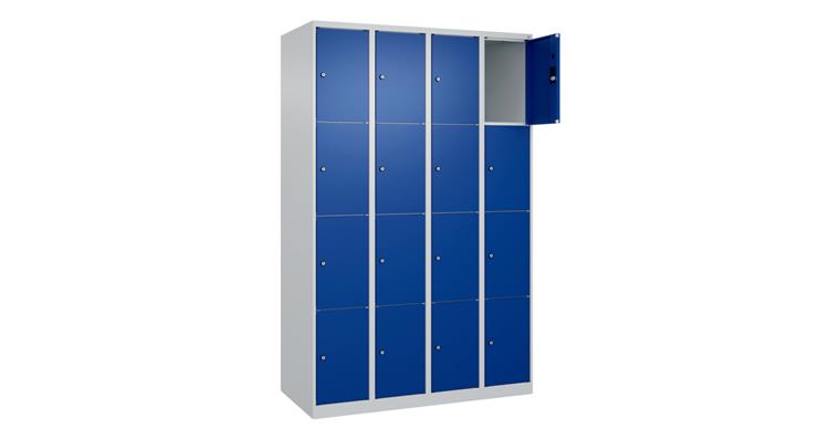 Schließfachschrank Classic PLUS, 16 Fächer, 1850x1200x500mm RAL 7035/5010