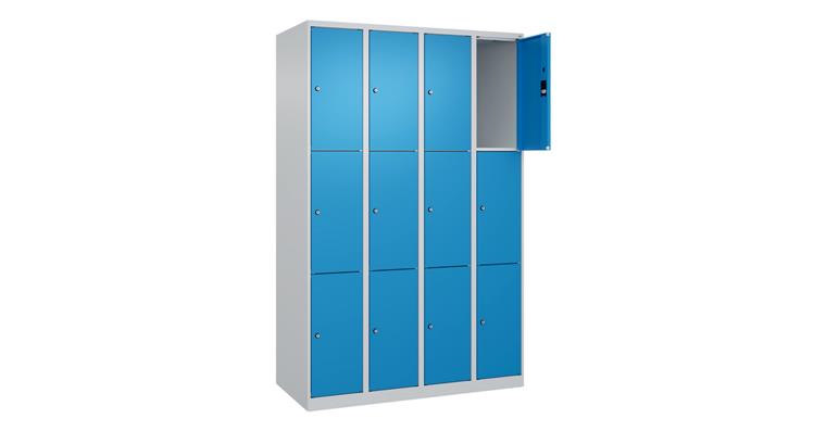 Schließfachschrank Classic PLUS, 12 Fächer, 1850x1200x500mm RAL 7035/5012