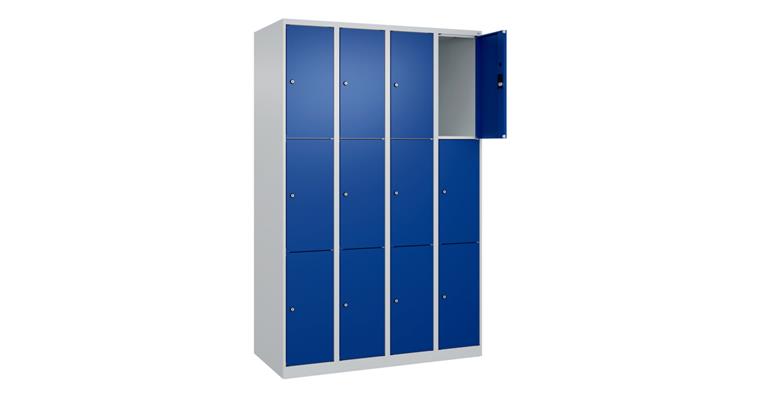 Schließfachschrank Classic PLUS, 12 Fächer, 1850x1200x500mm RAL 7035/5010