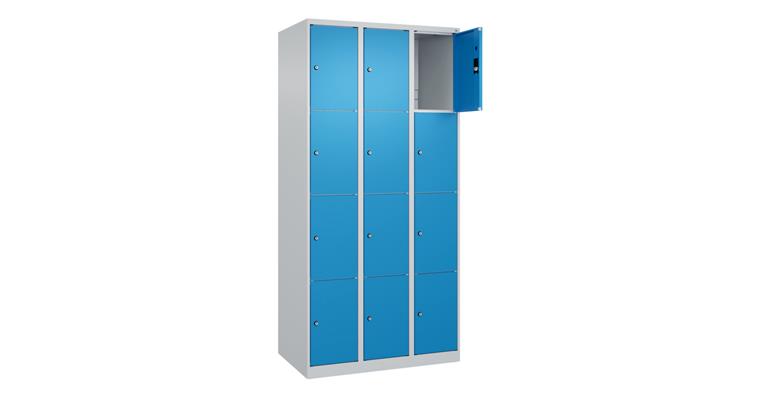 Schließfachschrank Classic PLUS, 12 Fächer, 1850x900x500mm RAL 7035/5012
