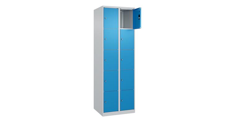 Schließfachschrank Classic PLUS, 10 Fächer, 1850x600x500mm RAL 7035/5012
