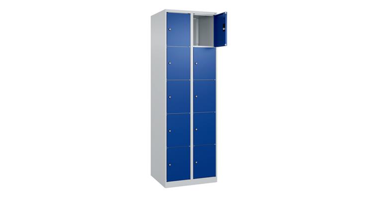 Schließfachschrank Classic PLUS, 10 Fächer, 1850x600x500mm RAL 7035/5010