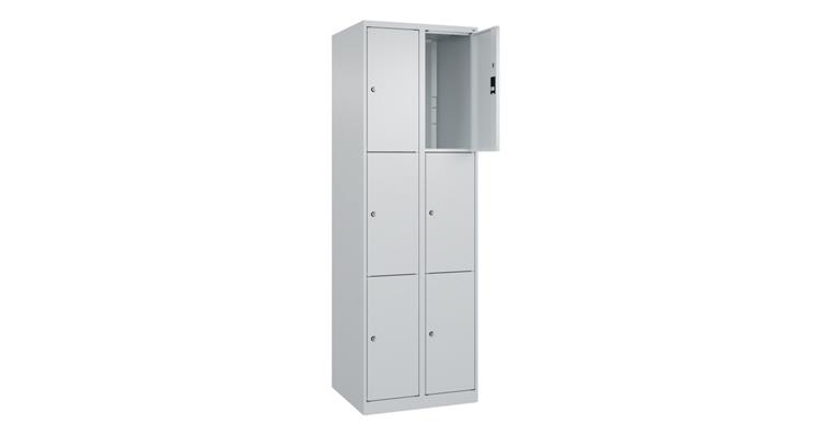 Schließfachschrank Classic PLUS, 6 Fächer, 1850x600x500mm RAL 7035/7035