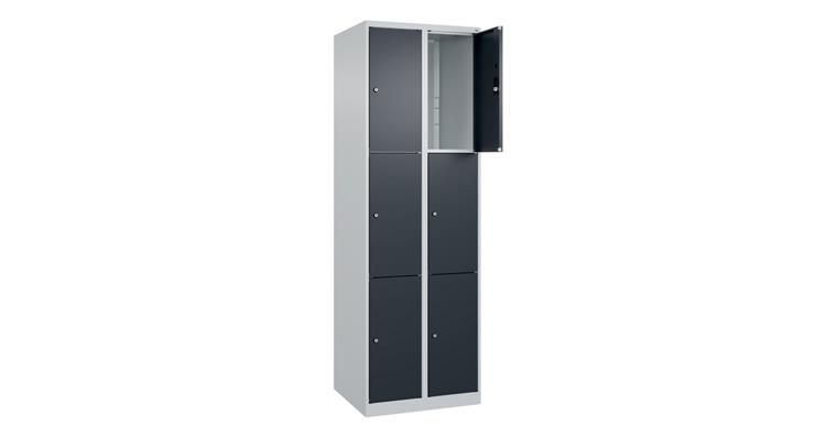 Schließfachschrank Classic PLUS, 6 Fächer, 1850x600x500mm RAL 7035/7016