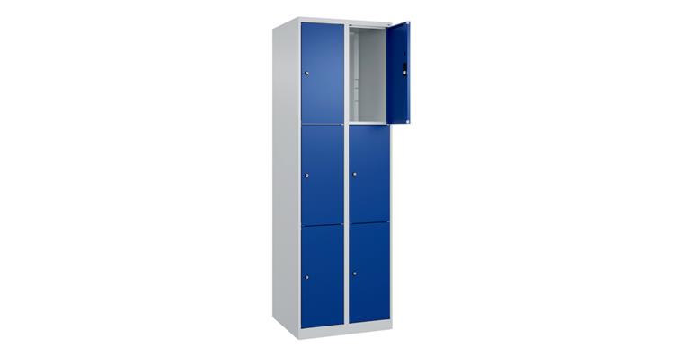 Schließfachschrank Classic PLUS, 6 Fächer, 1850x600x500mm RAL 7035/5010