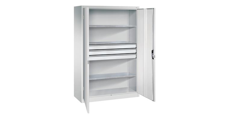 Large tool cabinet 1950x1200x500 RAL7035/7035, drawer block, centre