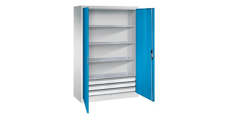 1085128403 Großraum-Werkzeugschrank 1950x1200x500 RAL7035/5012 Schubladenblock unten