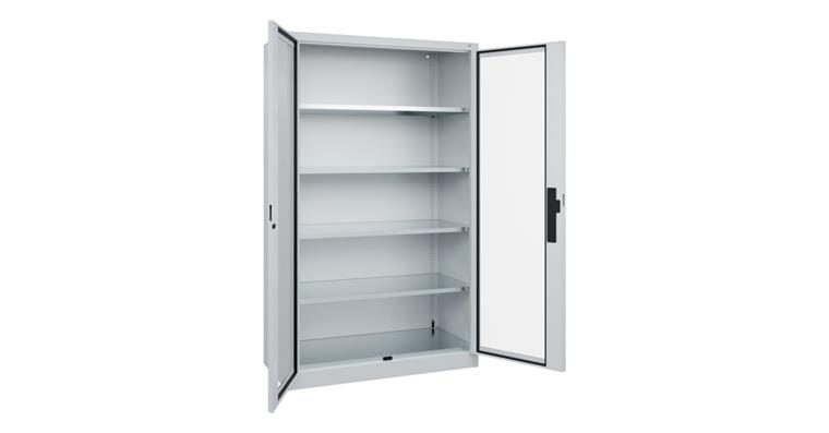 Flügeltür-Werkzeugschrank Acurado, Sichtfenstertüren, 1950x1200x500mm 7035/7035