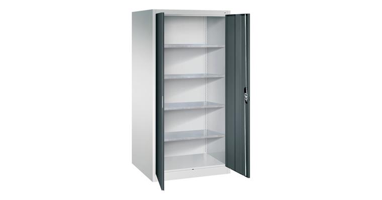 Flügeltür-Werkzeugschrank HxBxT 1950x930x800 mm 4 Einlege Böden RAL 7035/7016