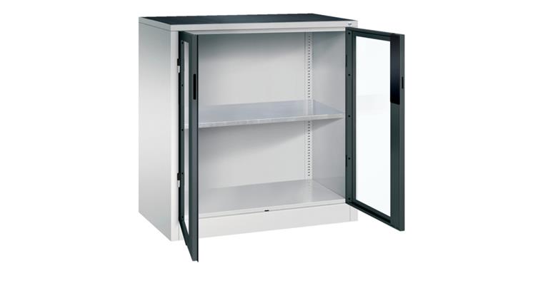1085142401 Storage cab. w/ doors w/ view. wind. HxWxD 1000x930x500mm 1 shelf RAL 7035/7016